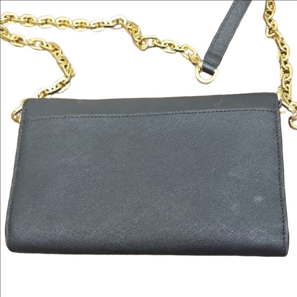 Tory Burch Black and Gold Crossbody Bag with Chain Details Card Slots!!! Chic. - Picture 4 of 14